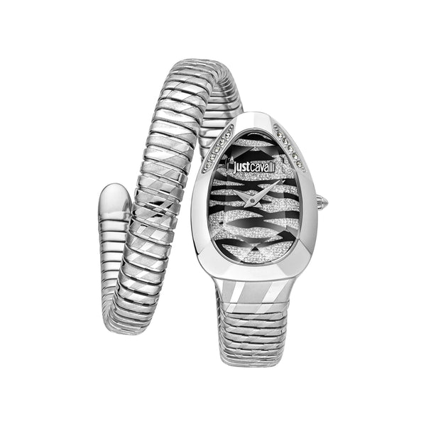 Just Cavalli Women’s Snake Glam Evo 8 Silver Stainless Steel Watch JC1L225M0025