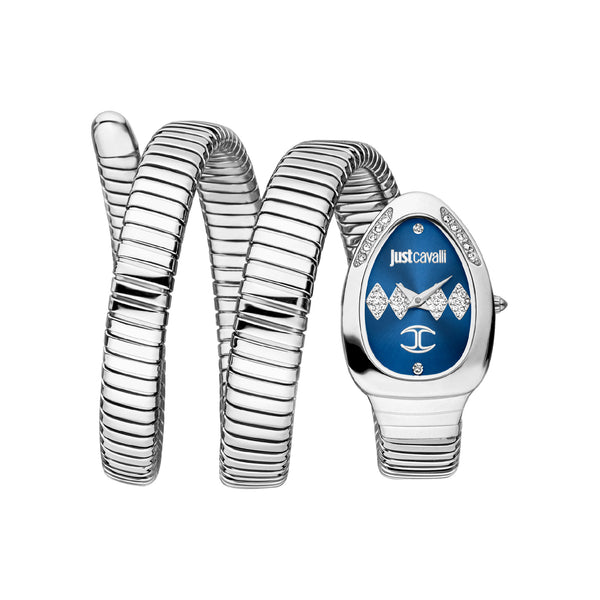 Just Cavalli Vezzoso Women's Silver Blue Stainless Steel Quartz Watch JC1L230M0025