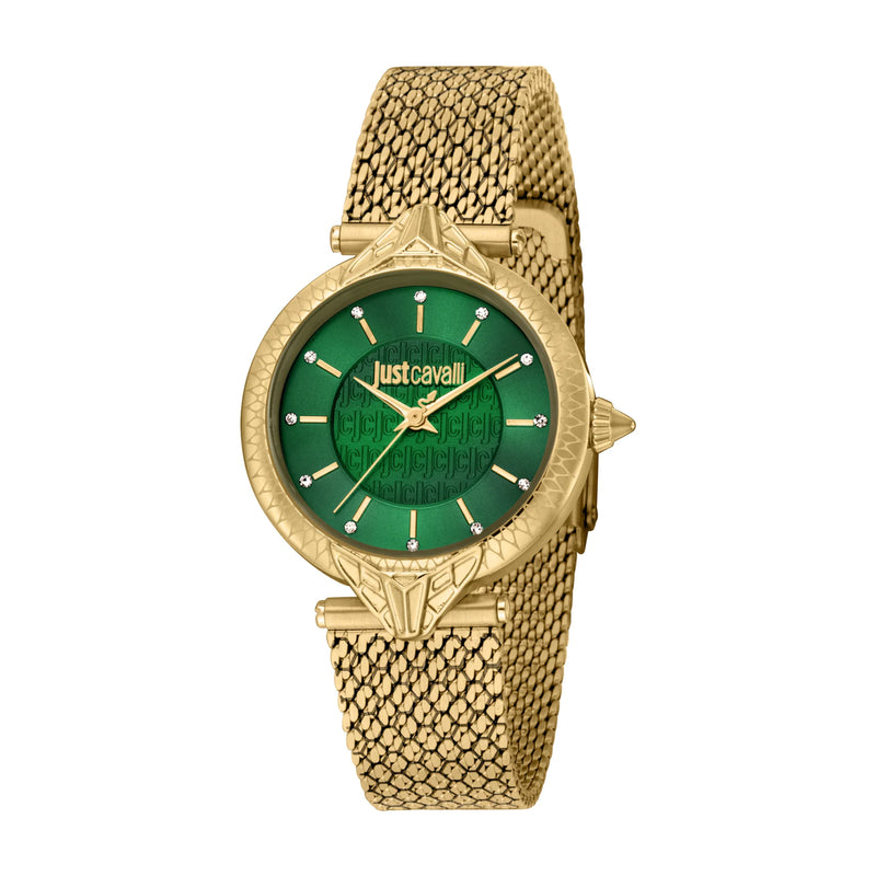 Just Cavalli Women's Creazione Yellow Gold Green Watch JC1L237M0065