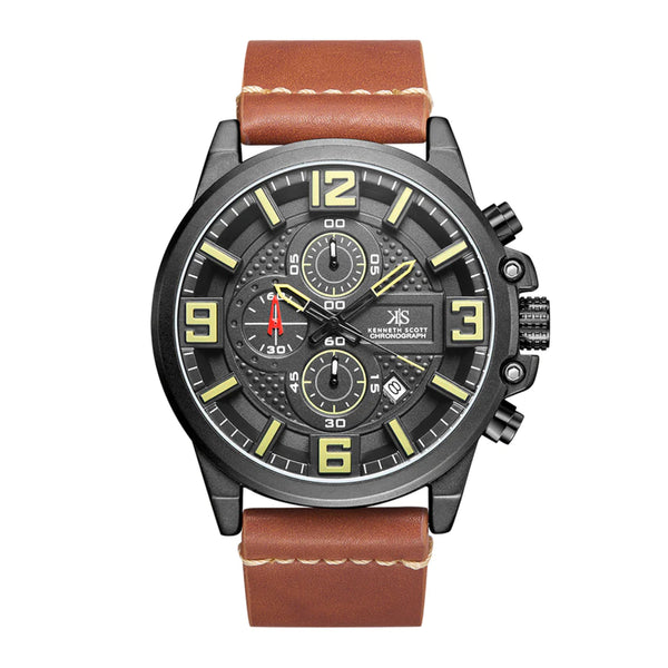 Kenneth Scott Men's Black Dial Chronograph Watch - K22108-BLEB