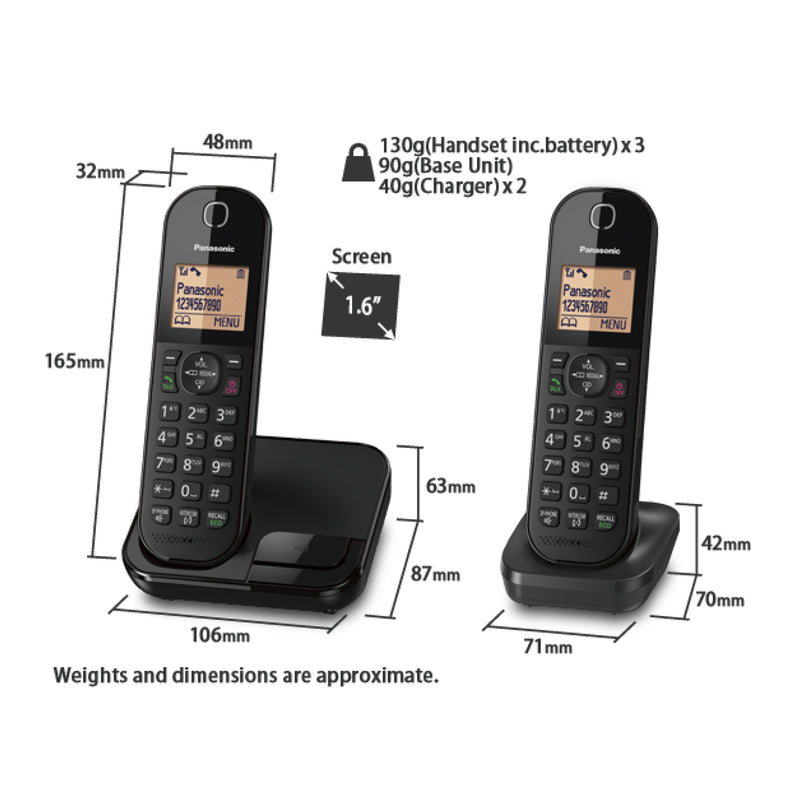 Panasonic Digital Cordless Phone with Nuisance Call Blocker Trio KX-TGC413