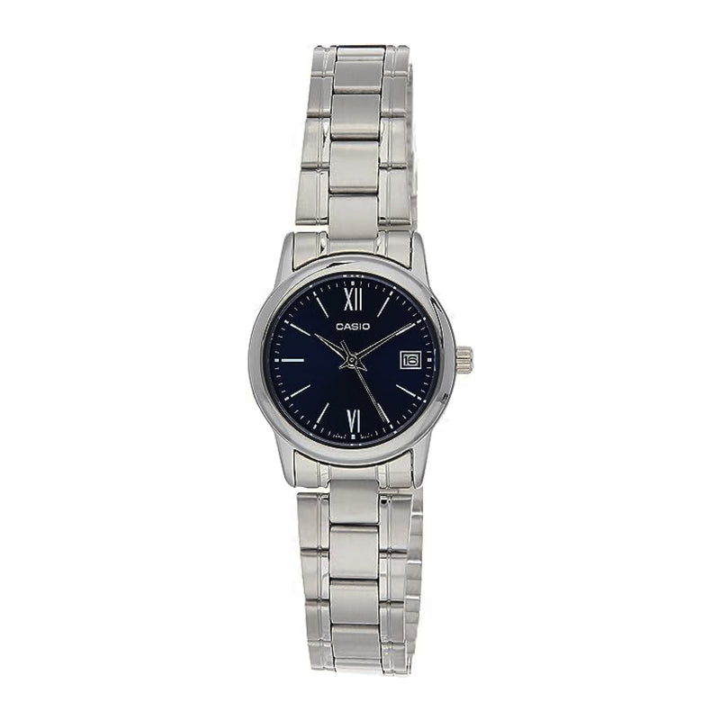 Casio Women's Analog Quartz Silver Stainless Steel Blue Dial Watch LTP-V002D-2B3UDF