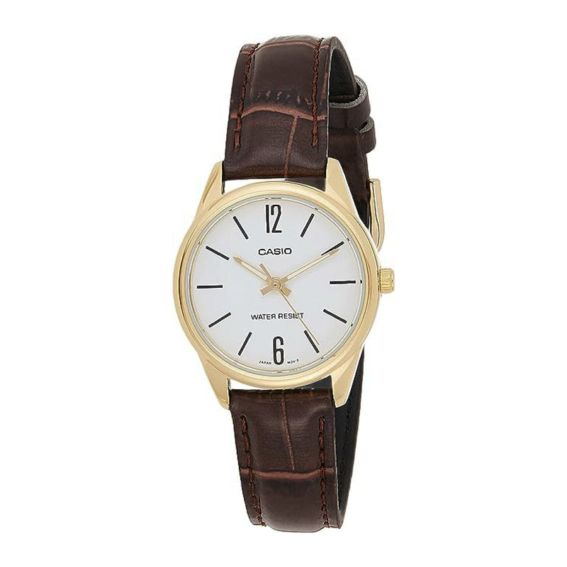 Casio Women's Dial Leather Band Watch - LTP-V005GL-7BUDF