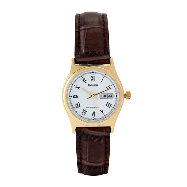 Casio Women's Analogue Display Leather Strap Watch - LTP-V006GL-7BUDF