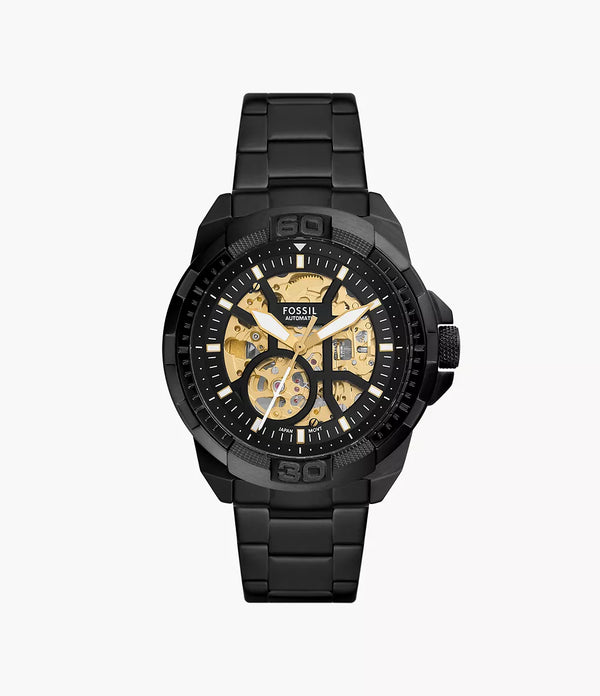 Fossil Men Bronson Automatic Black Stainless Steel Watch ME3217