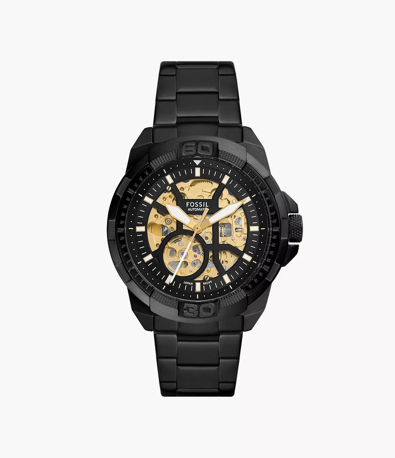 Fossil Men Bronson Automatic Black Stainless Steel Watch ME3217