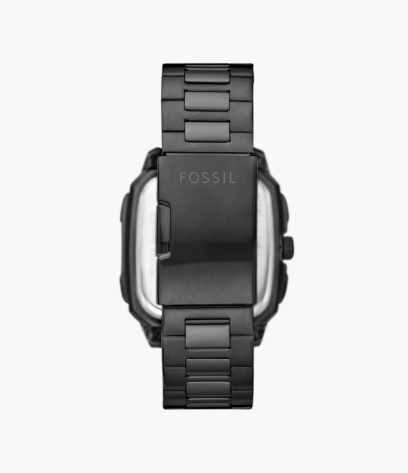 Fossil Men Inscription Automatic Black Stainless Steel Watch ME3238