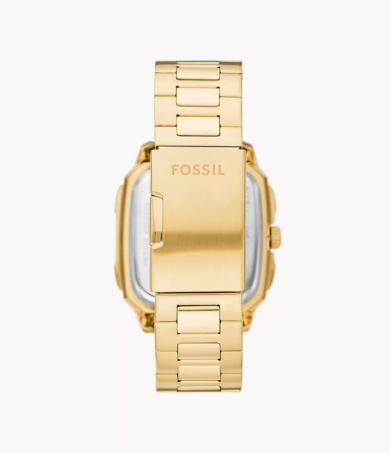 Fossil Men Inscription Automatic Gold-Tone Stainless Steel Watch ME3239