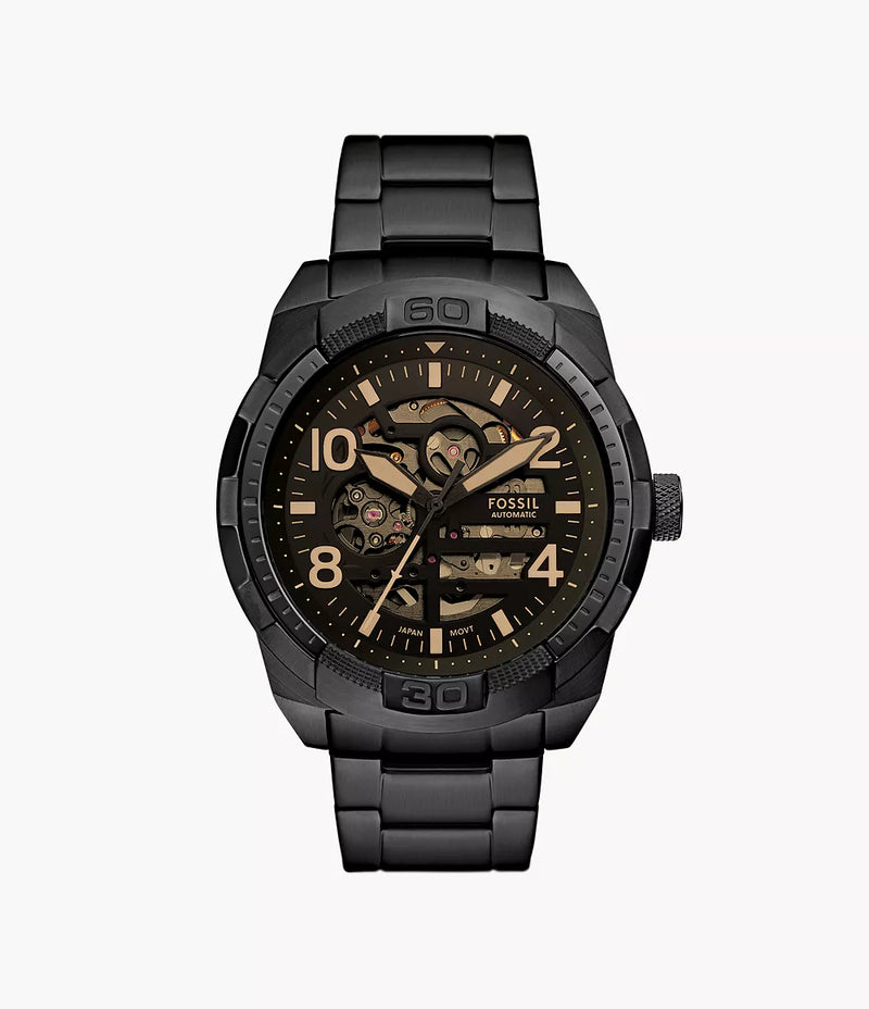 Fossil Men Bronson Automatic Black Stainless Steel Watch ME3256