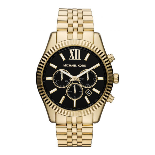 Michael Kors Men's Gold-Tone Black Dial Lexington Watch MK8286