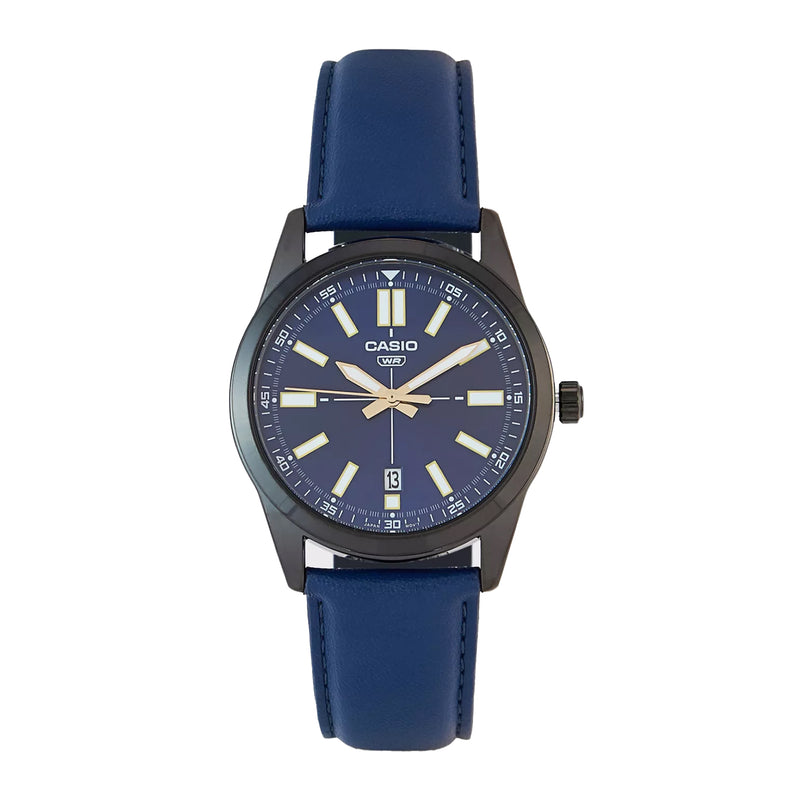 Casio Men’s Analog Leather Band Blue Watch MTP-VD02BL-2EUDF
