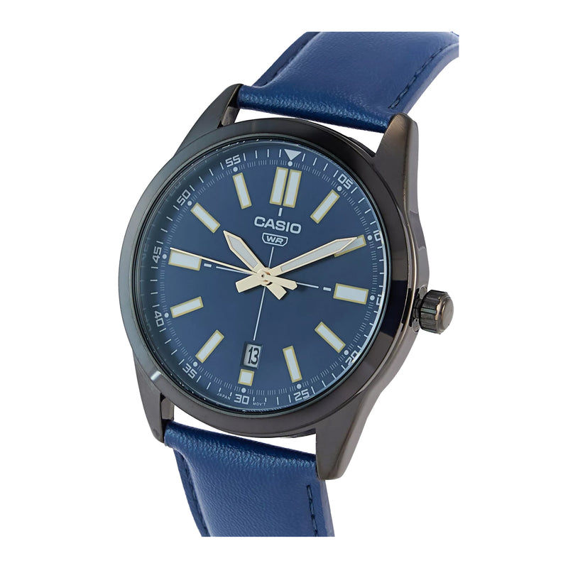 Casio Men’s Analog Leather Band Blue Watch MTP-VD02BL-2EUDF