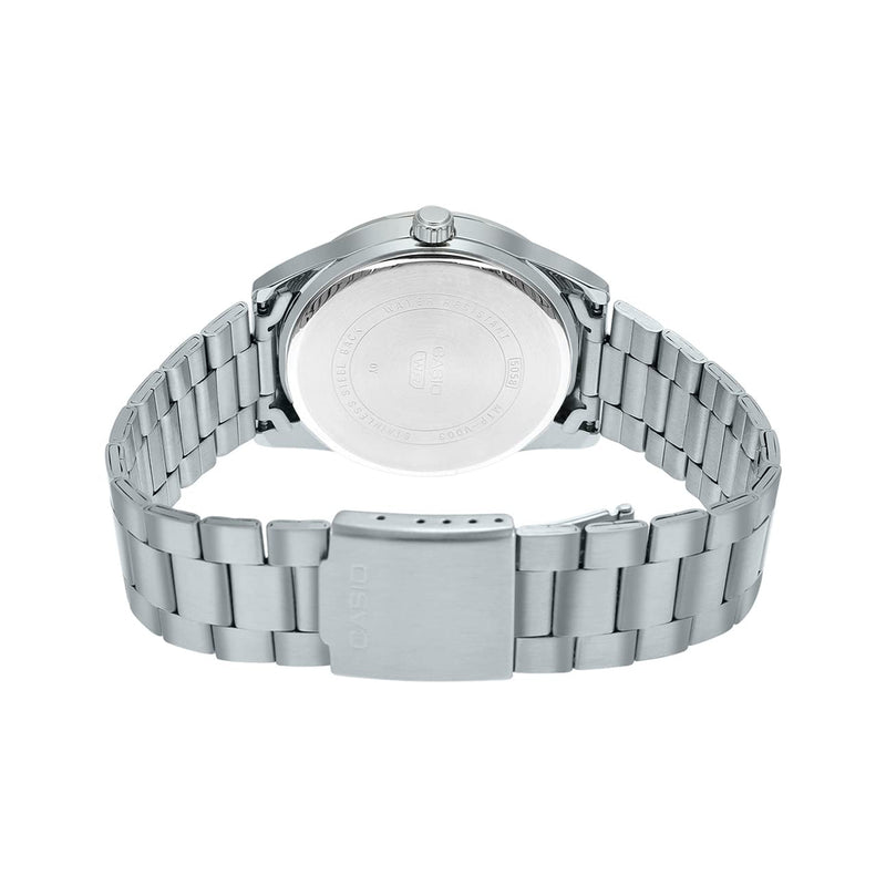 Casio Men's Analog Quartz Silver Stainless Steel Blue Dial Watch - MTP-VD03D-2AUDF