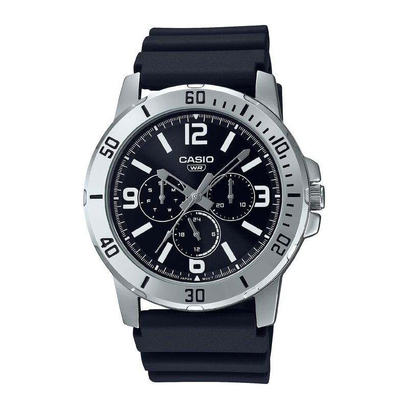 Casio Men’s Analog Black Dial Black Resin Band Watch-MTP-VD300-1BUDF