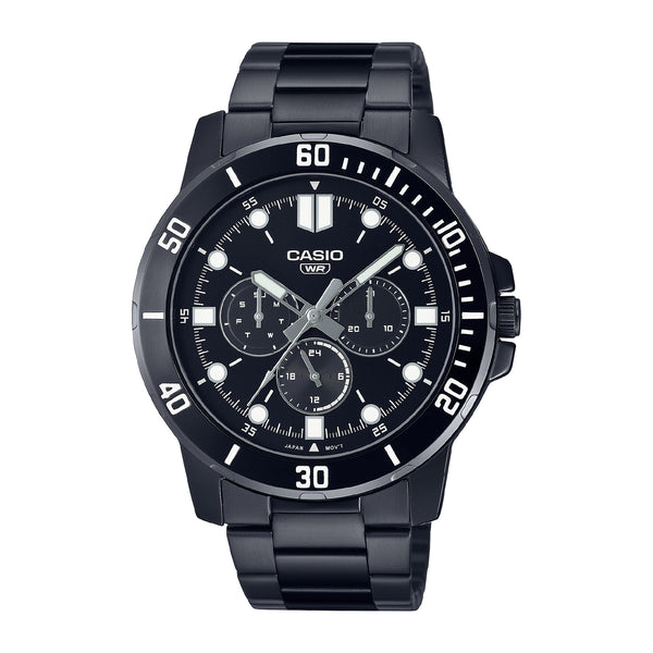 Casio Men's Analog Quartz Black Stainless Steel Watch - MTP-VD300B-1EUDF