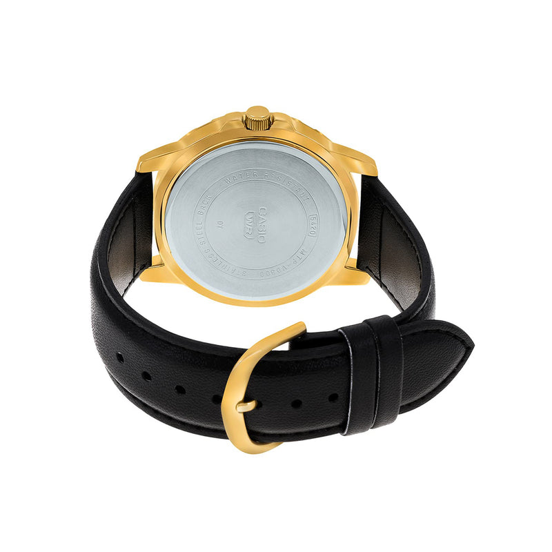 Casio Men's Black Leather Analog Wrist Watch MTP-VD300GL-1EUDF