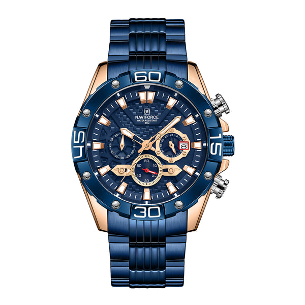 Naviforce Men's Wristwatch Stainless Steel Quartz Chronograph Watch NF8019