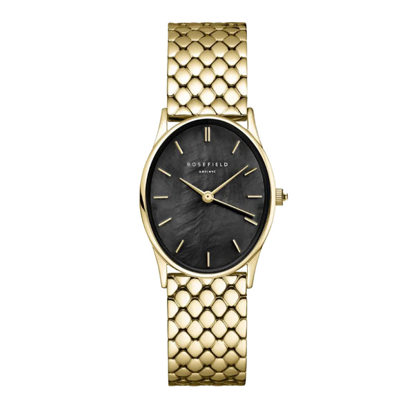 Rosefield The Oval Black Mop Steel Gold ladies Watch OBGSG-OV14