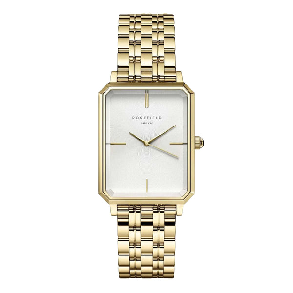 Rosefield The Octagon White Sunray Steel Gold ladies Watch OCWSG-O40