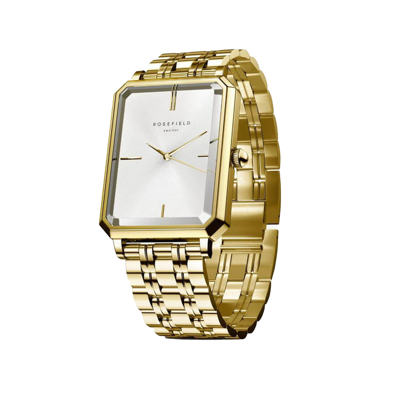 Rosefield The Octagon White Sunray Steel Gold ladies Watch OCWSG-O40