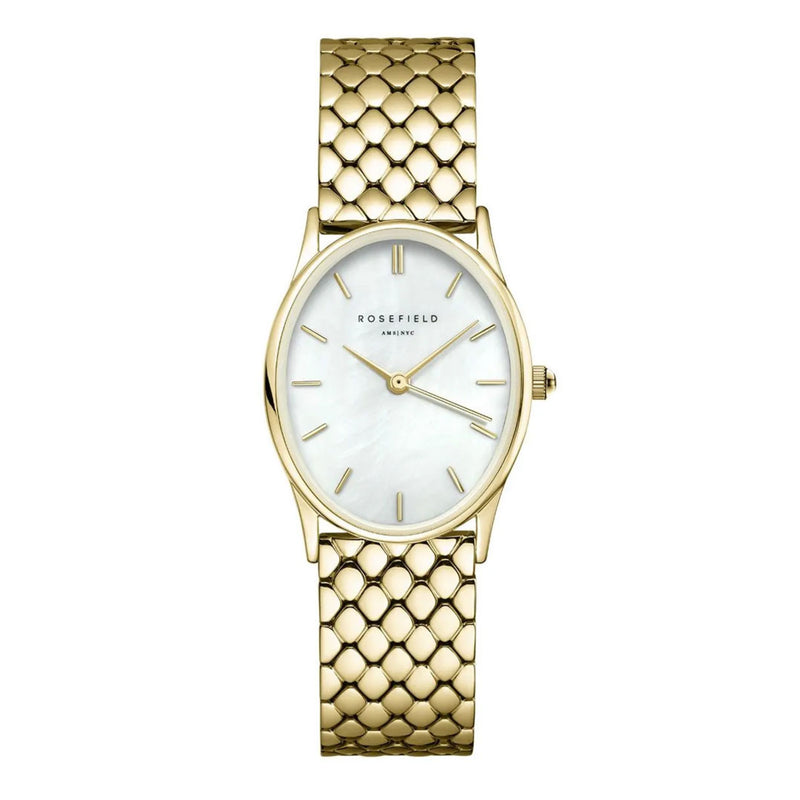 Rosefield Women's The Oval White MOP Steel Gold Watch OWGSG-OV01