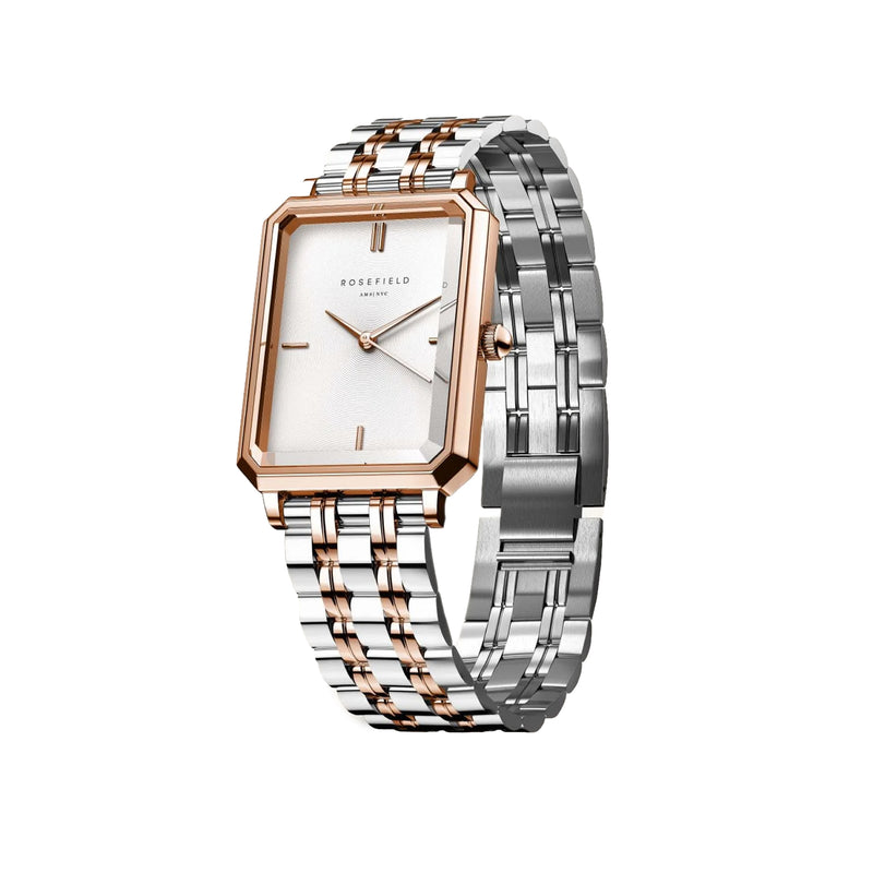 Rosefield OWRSR-O64 The XSmall Octagon Rose Gold and Silver Stainless Steel Watch