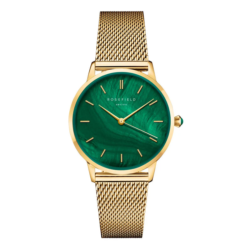 Rosefield Women's Pearl Edit Emerald Mesh Band Watch PEGMG-R10