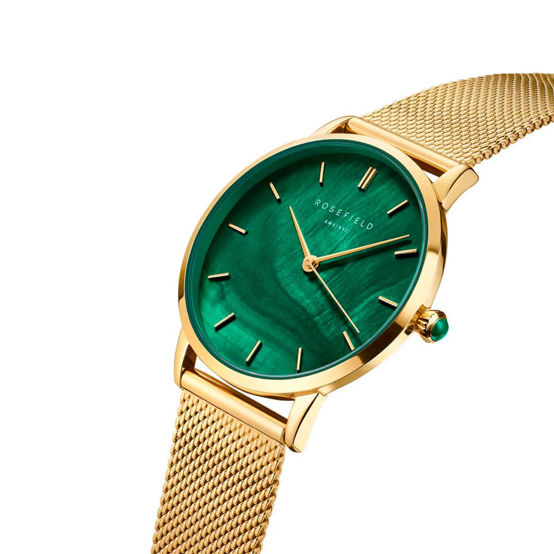 Rosefield Women's Pearl Edit Emerald Mesh Band Watch PEGMG-R10