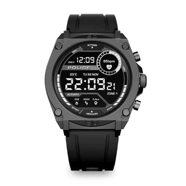 My Avatar IP Gun Alloy Case Black Silicone Strap Gents Smartwatch with Amoled Glass IP68 - 45mm