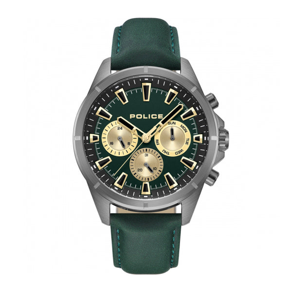 Police Malawi Men's Quartz Green Leather Band Watch  PEWJF0005801