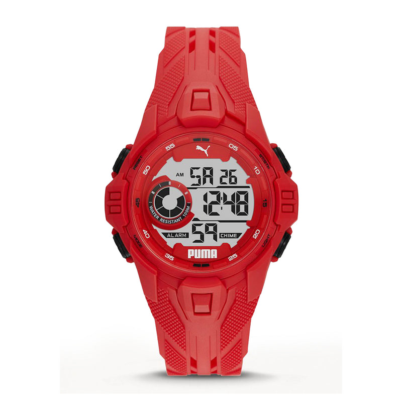 PUMA Digital Mechanical Watch for Men With Red Plastic Band- 10 ATM - PU P5040