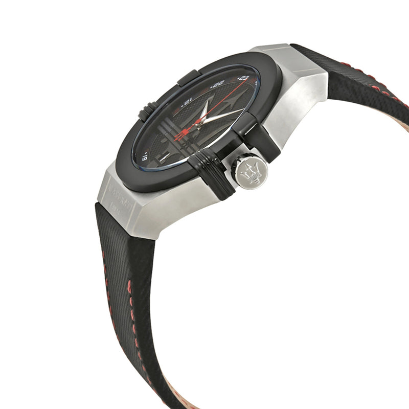 Maserati Men's Potenza Black Leather Analog Quartz Watch R8851108001