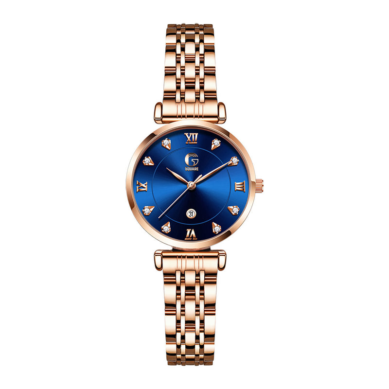 Gsquare Women Analog Quartz Blue Dial Stainless Steel Band Watch - 5866