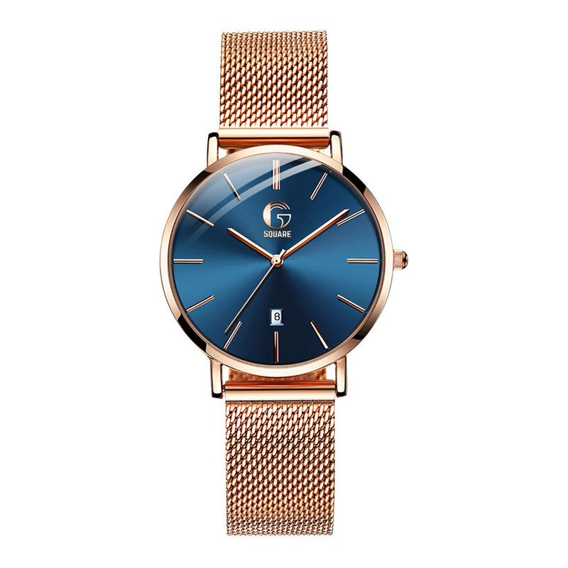 Gsquare Women Analog Quartz Blue Dial Stainless Steel Band Watch - 5869