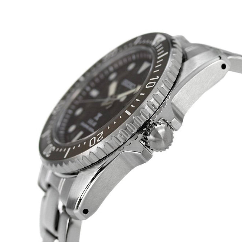 Seiko Men's Prospex Compact Silver Solar Scuba Diver Bracelet Strap Watch SNE571P1