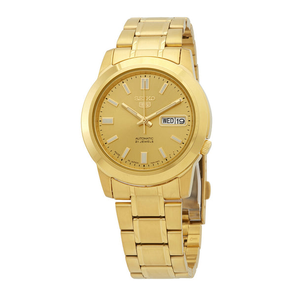 Seiko Men's 5 Automatic Gold Dial Stainless Steel Watch SNKK20J1