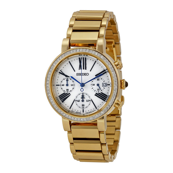 Seiko Women's Chronograph White Dial Gold-plated Watch SRW014P1