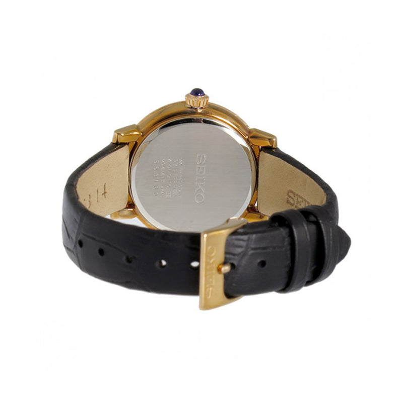 Seiko Women's Round Shape Leather Band Analog Wrist Watch SRZ456P1