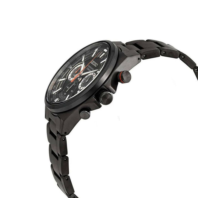 Seiko Men's Metal Chronograph Black Stainless Steel Watch SSB399P1