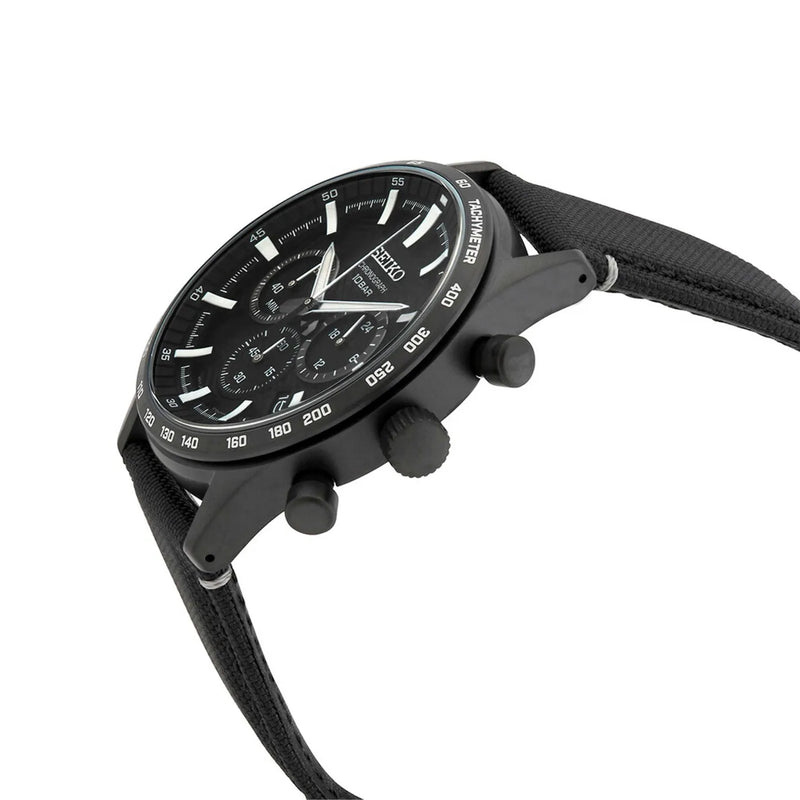 Seiko Men's Nylon Chronograph Quartz Black Dial Watch SSB417P1