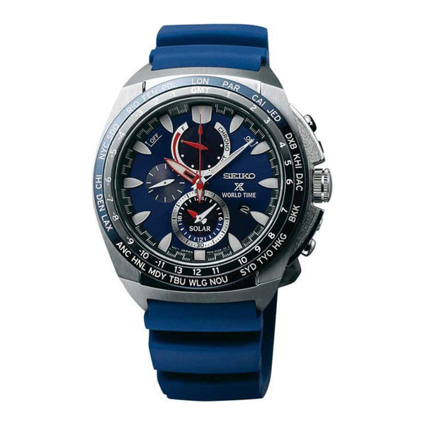 Seiko Men's Prospex Chronograph Solar Powered Blue Silicone Watch SSC489P1