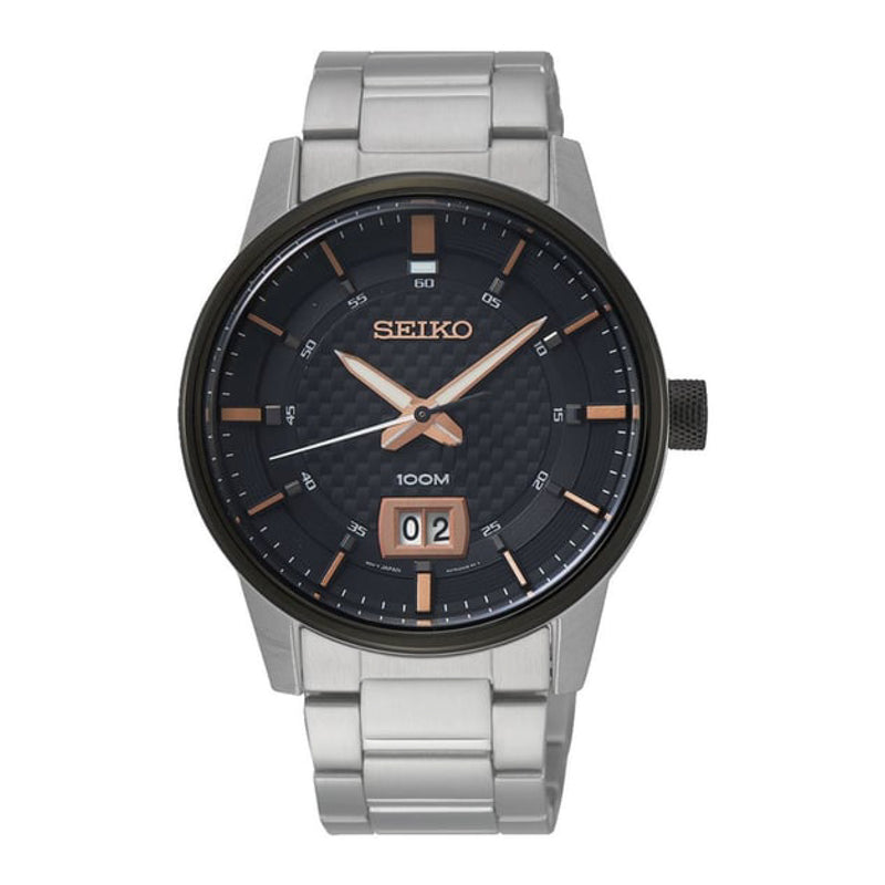 Seiko Men's Discover More Round Quartz Black Dial Men Watch SUR285P1