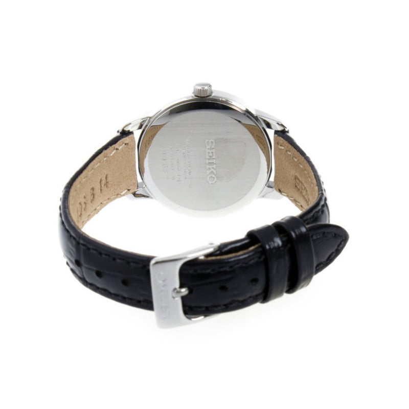 Seiko Women's Round Shape Leather Band Analog Wrist Watch SUR743P1