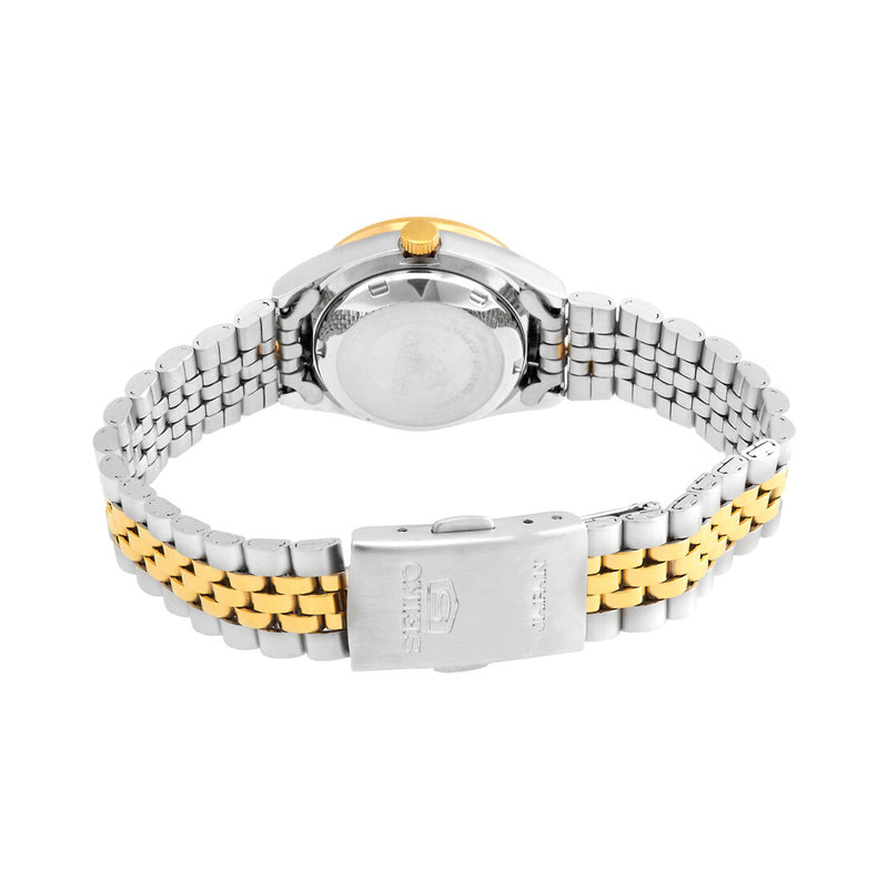 Seiko 5 Women's 21 Jewels Grey Dial Two-Tone Stainless Steel Watch SYMF76J1