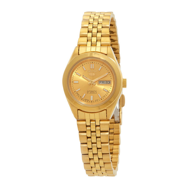 Seiko 5 Women's 5 Automatic Gold Dial Stainless Steel Watch SYMH54J1