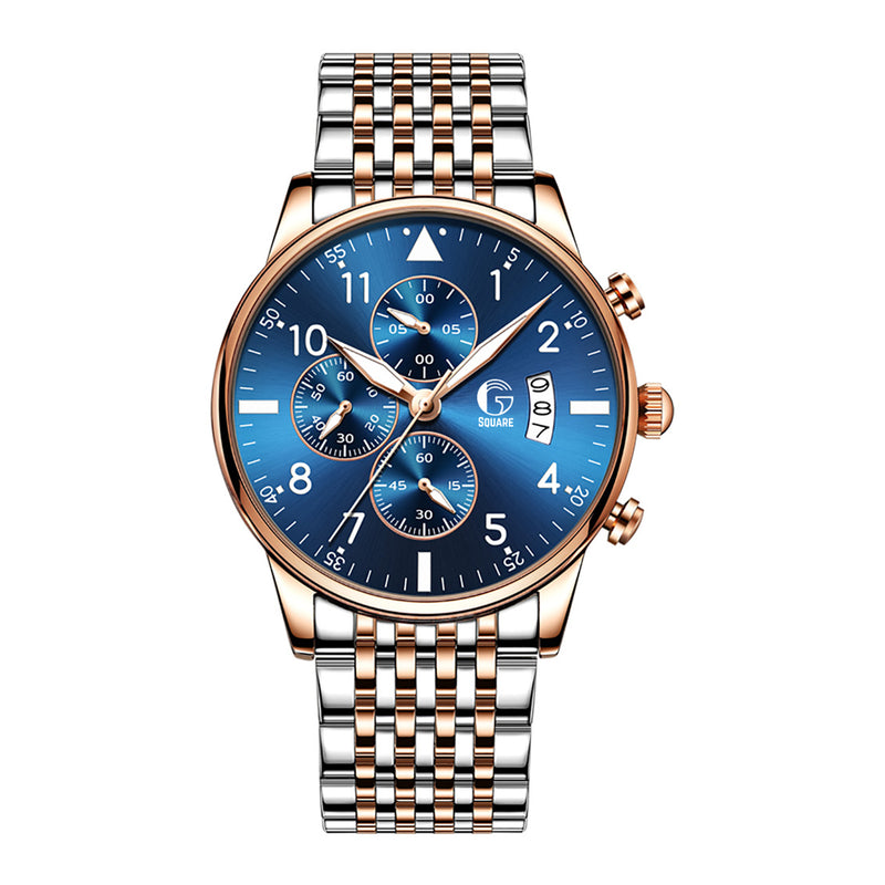 Gsquare Men's Analog Quartz Blue Dial Stainless Steel Watch-2869