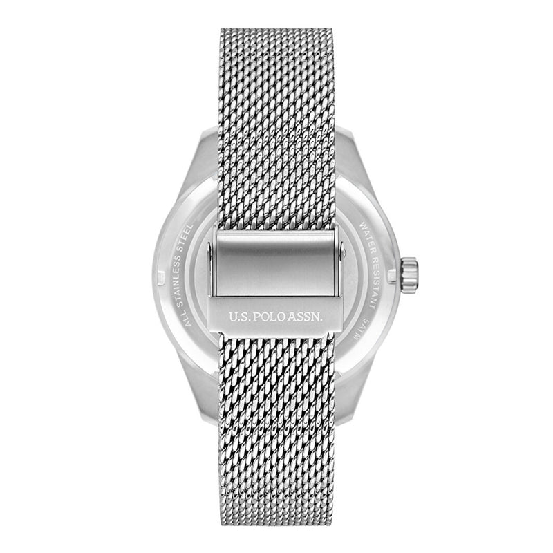 U.S. POLO ASSN. Men's Silver Stainless Steel Mesh Wristwatch USPA1001-07