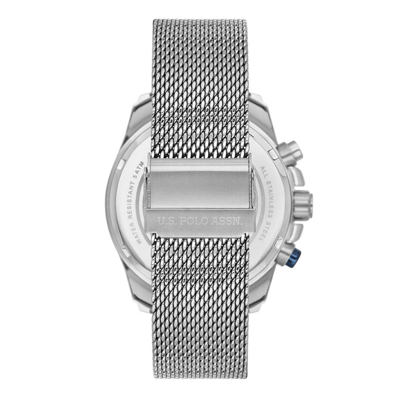 U.S. POLO ASSN. Men's Silver Stainless Steel Mesh Wristwatch USPA1028-01