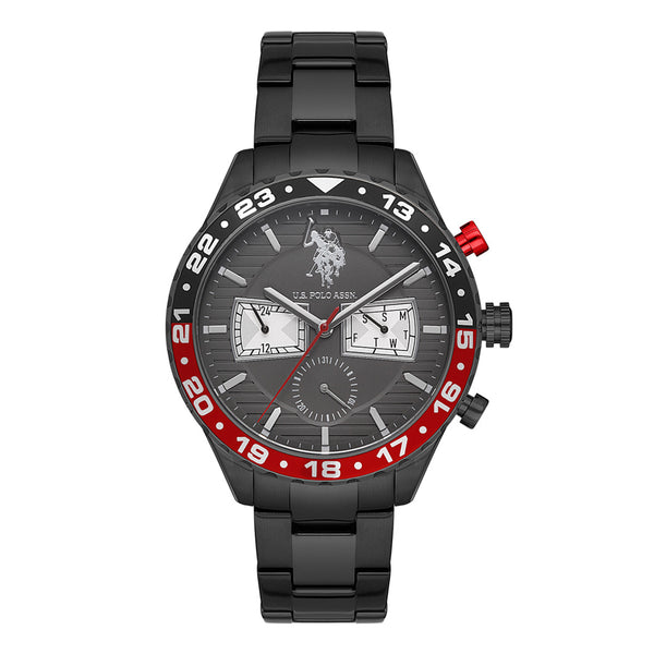 U.S. POLO ASSN. Men's Black Stainless Steel Wristwatch USPA1037-05