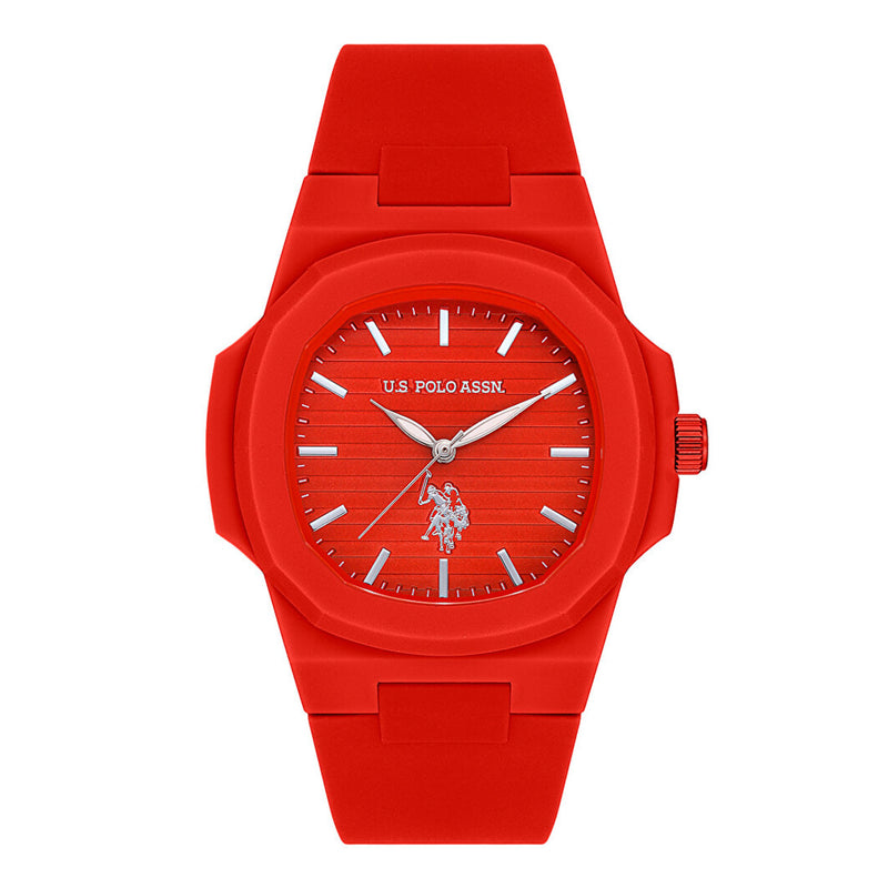 U.S. POLO ASSN. Men's Red Silicone Band Watch USPA1050-05